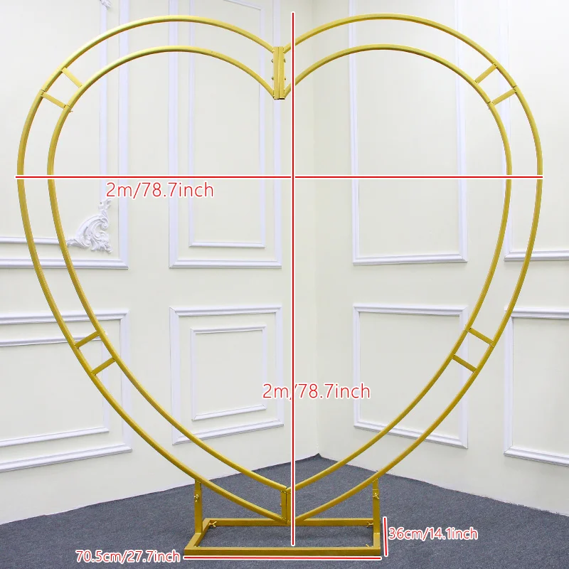 8.2Ft Heart Shape Double Rod Flowers Stand Frame Wedding Stage Background Arch Baby Shower Home Decoration Support Customize