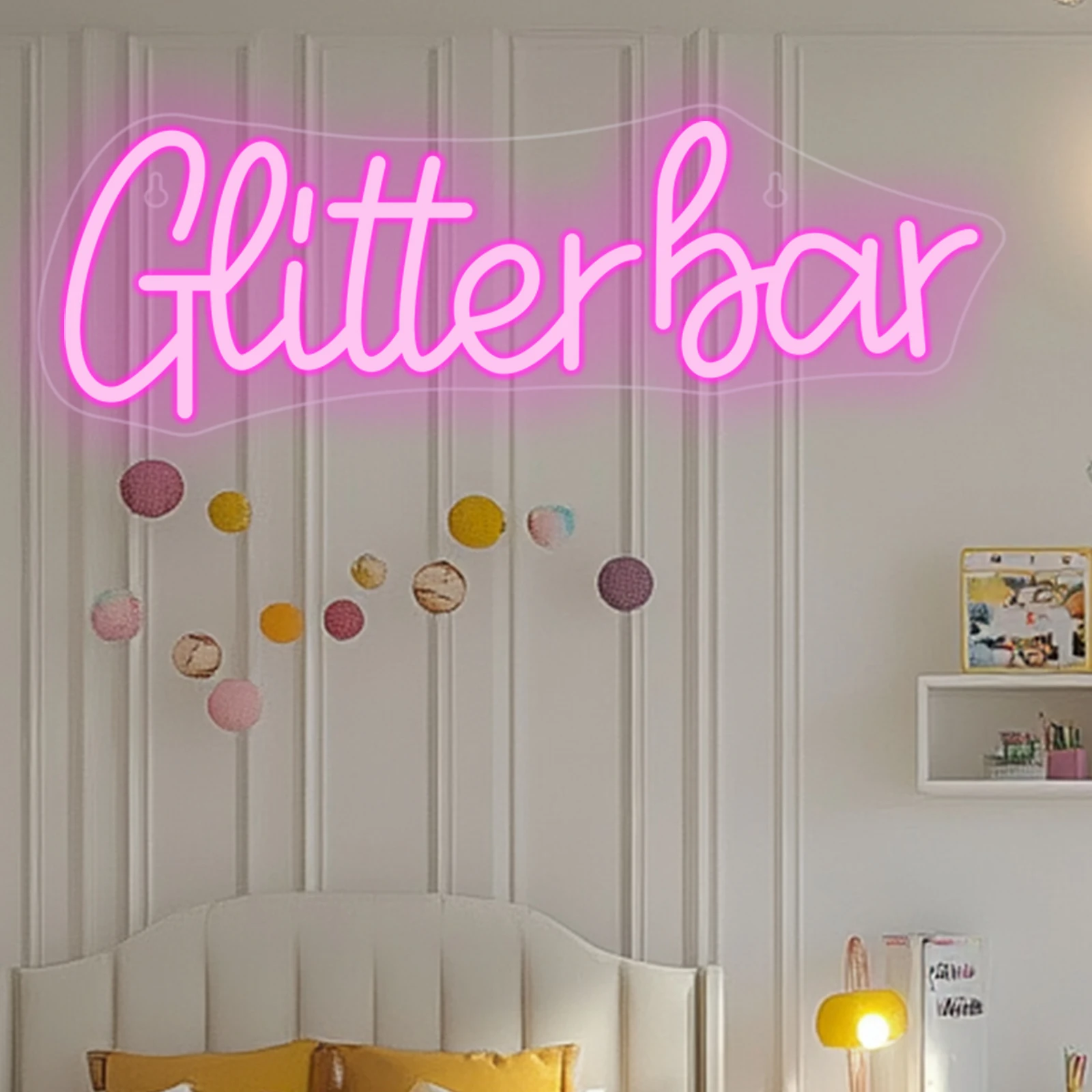 Glitter Bar ป้ายนีออนไฟ LED ตกแต่งห้องบาร์ธุรกิจยินดีต้อนรับป้ายหรี่แสงได้ USB Power โคมไฟสําหรับ Home Bar Shop Night Club