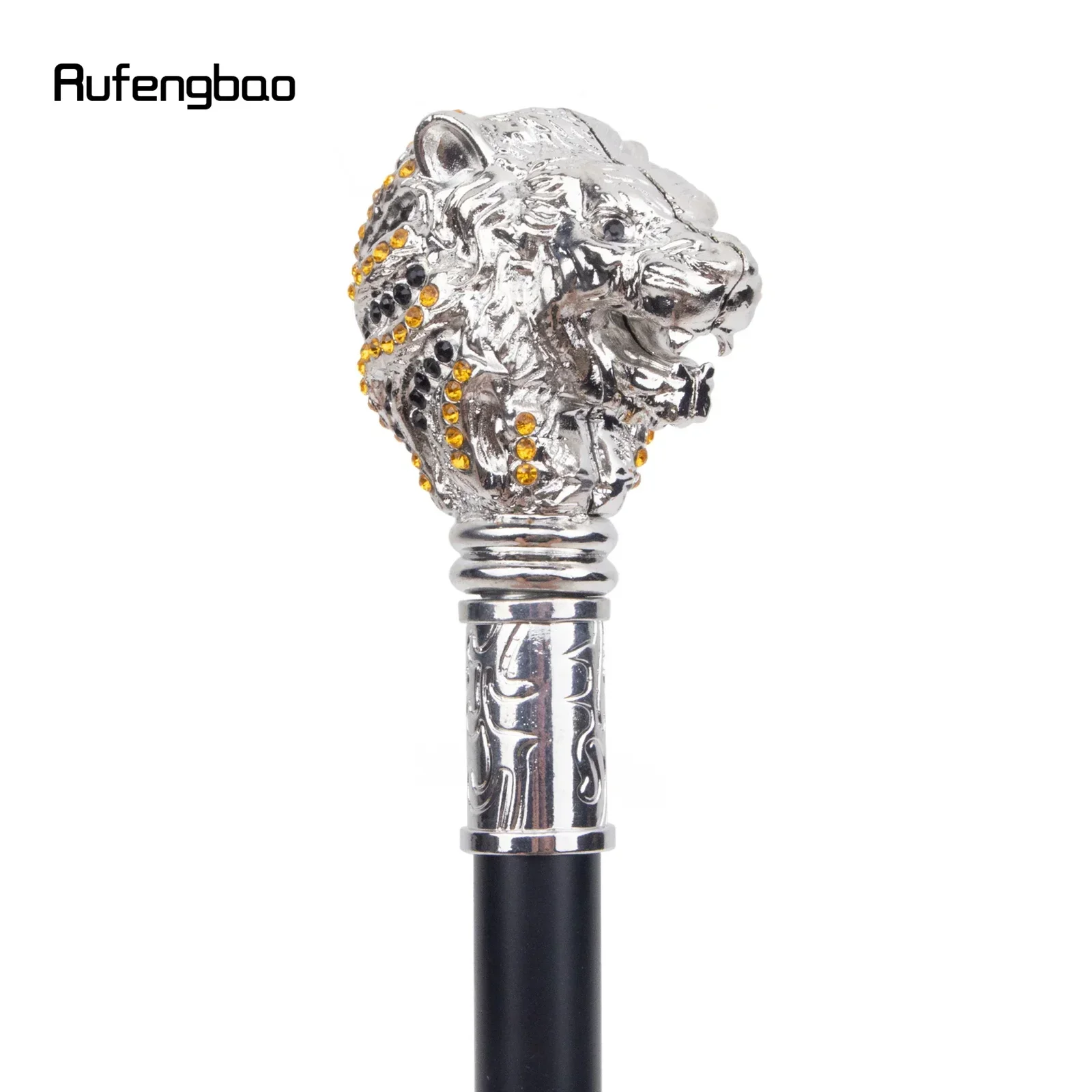 ไม้เท้าแฟชั่นหัวสิงโตสีขาวสุดหรู สำหรับงานปาร์ตี้ ไม้เท้าตกแต่ง ด้ามจับทรงหรูหรา ไม้เท้าทรงครอสเซียร์ ความยาว 90 ซม.