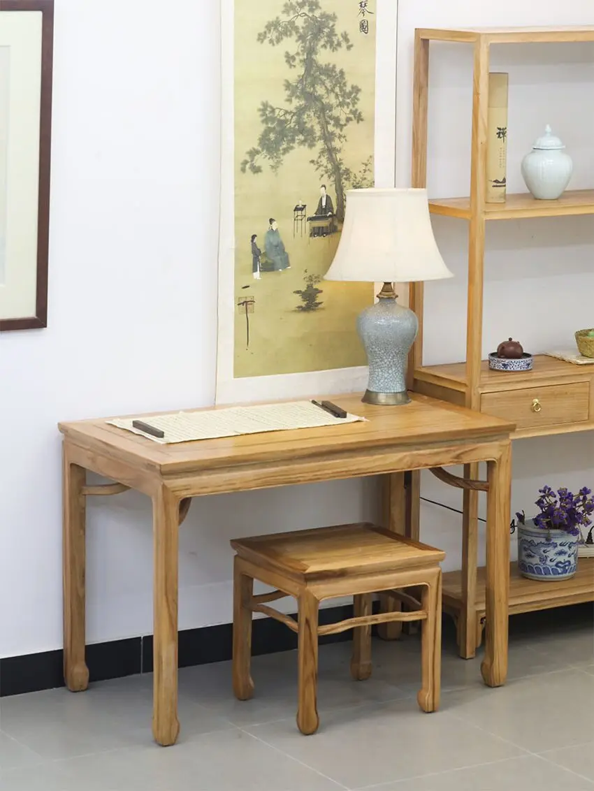 

Furniture All camphor wood solid wood desk Study small apartment table New Chinese log writing desk