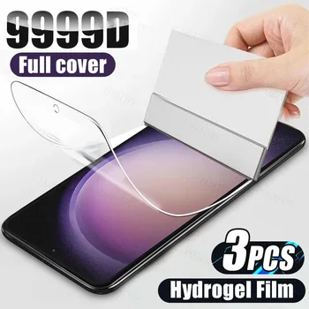 삼성 갤럭시 화면 보호기 하이드로겔 필름, S23, S22, S21 플러스, S20FE, 삼성 A14, A34, A54, 5G, A03, A13, A53 용, 3 개