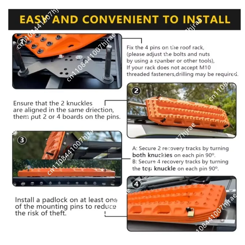 4PCS Offroad Recovery Traction Board Set Pin Mount Anti-Theft Rescue Track Bracket Brand New Vehicle Emergency Rescue Tool