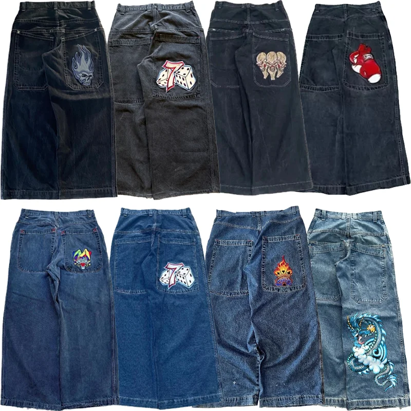 Y2K Jeans hombres vintage bordado alta calidad pantalones vaqueros holgados Hip Hop ropa de calle gótica Harajuku hombres mujeres moda pantalones vaqueros de pierna ancha