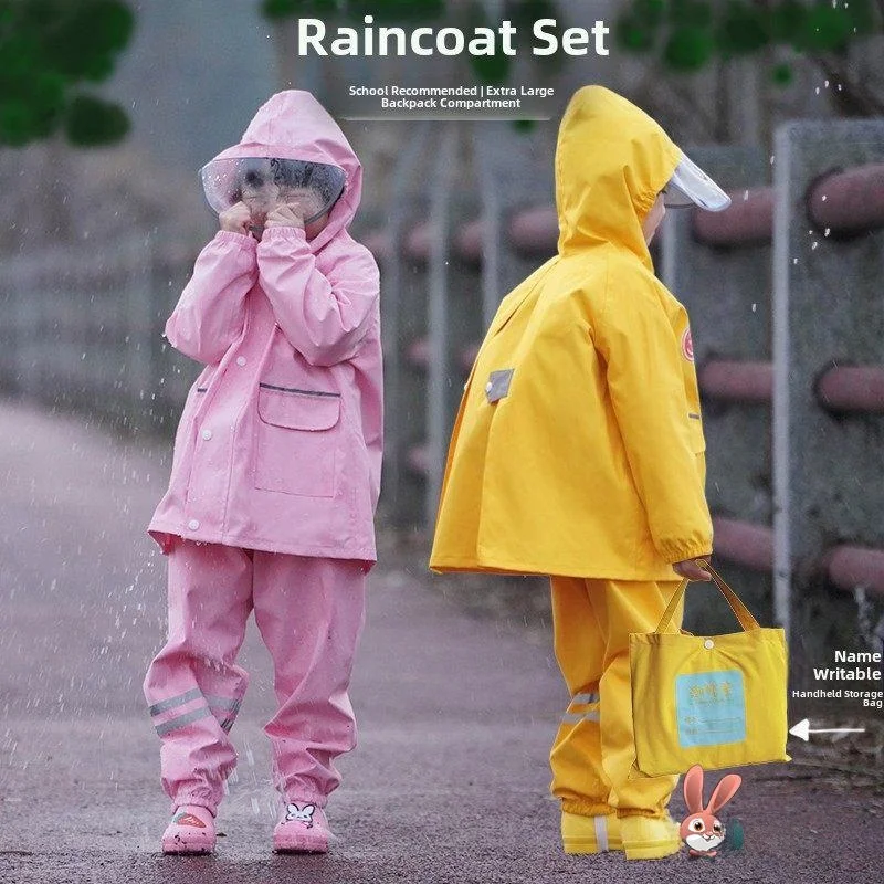 

Children's Raincoat Separate Kindergarten Boys School Bag Waterproof Full Body Reflective Raincoat Breathable Disposable Use