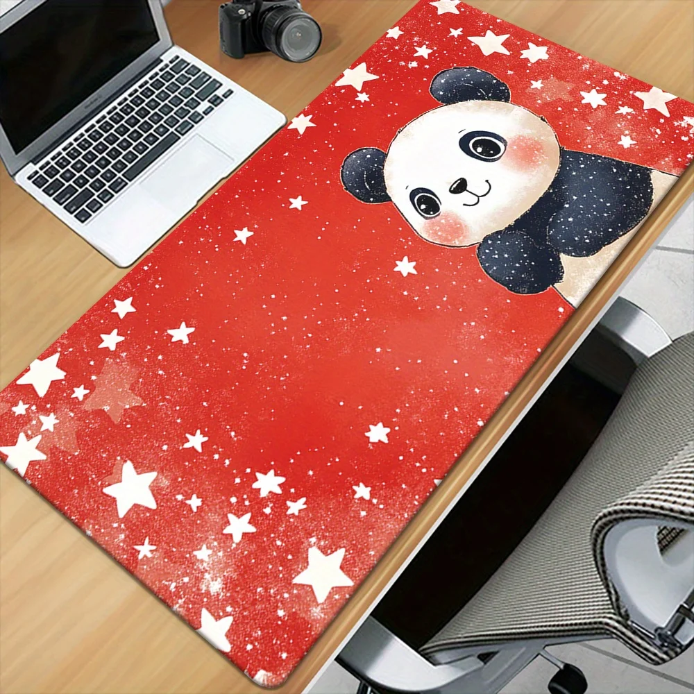 

1pc Red Panda Cartoon Mouse Pad, 1pc Polyester Knitted Gaming Keyboard Mat, Waterproof Anti-Slip Office Desk Mat, Trendy Compute