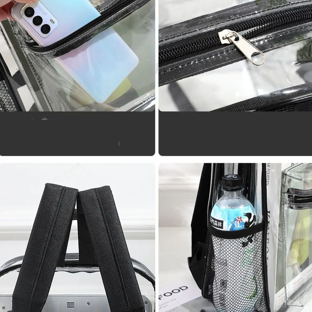 

Casual Visible Transparent Backpack Large Capacity Waterproof Clear Backpack School Bag Soft Handle Pvc Backpack Male