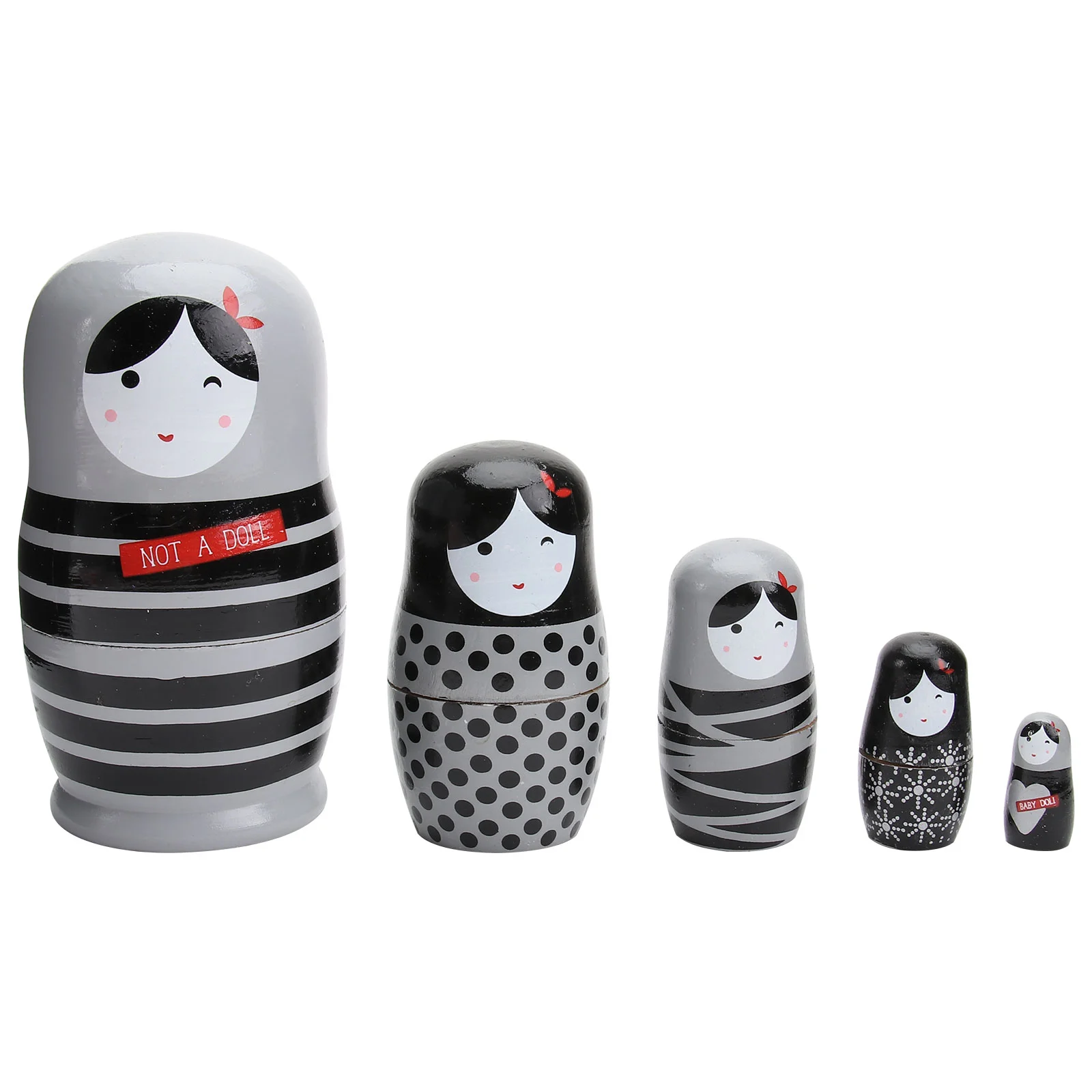 Matryoshka rusa de juguete, muñecas apilables anidadas de madera navideñas, viaje negro