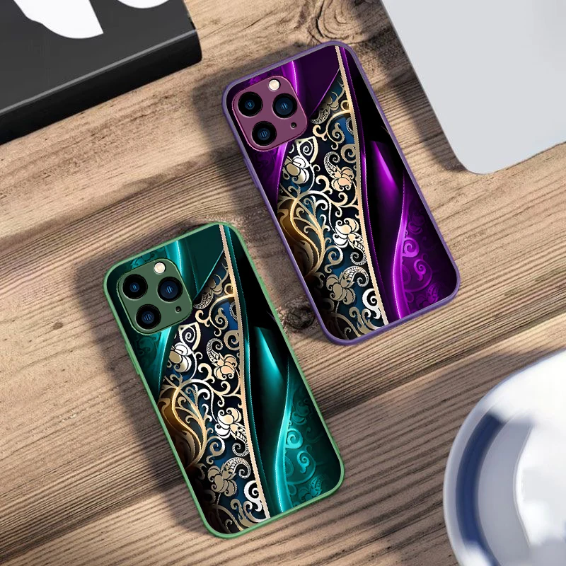 Fate Gear Black For IPhone 16 Pro Max 15 Pro 14 13 12 Mini 11 XS Max XR 7 8 Plu SE 2022 Tempered Glass Phone Case