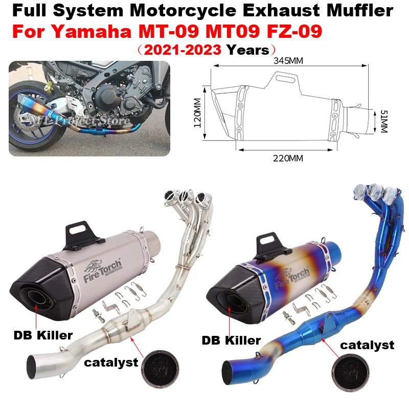 

Full Motorcycle Exhaust Systems Modify Catalyst Front Link Pipe With Escape Moto Slip On For Yamaha MT-09 MT09 FZ 09 2021 - 2023