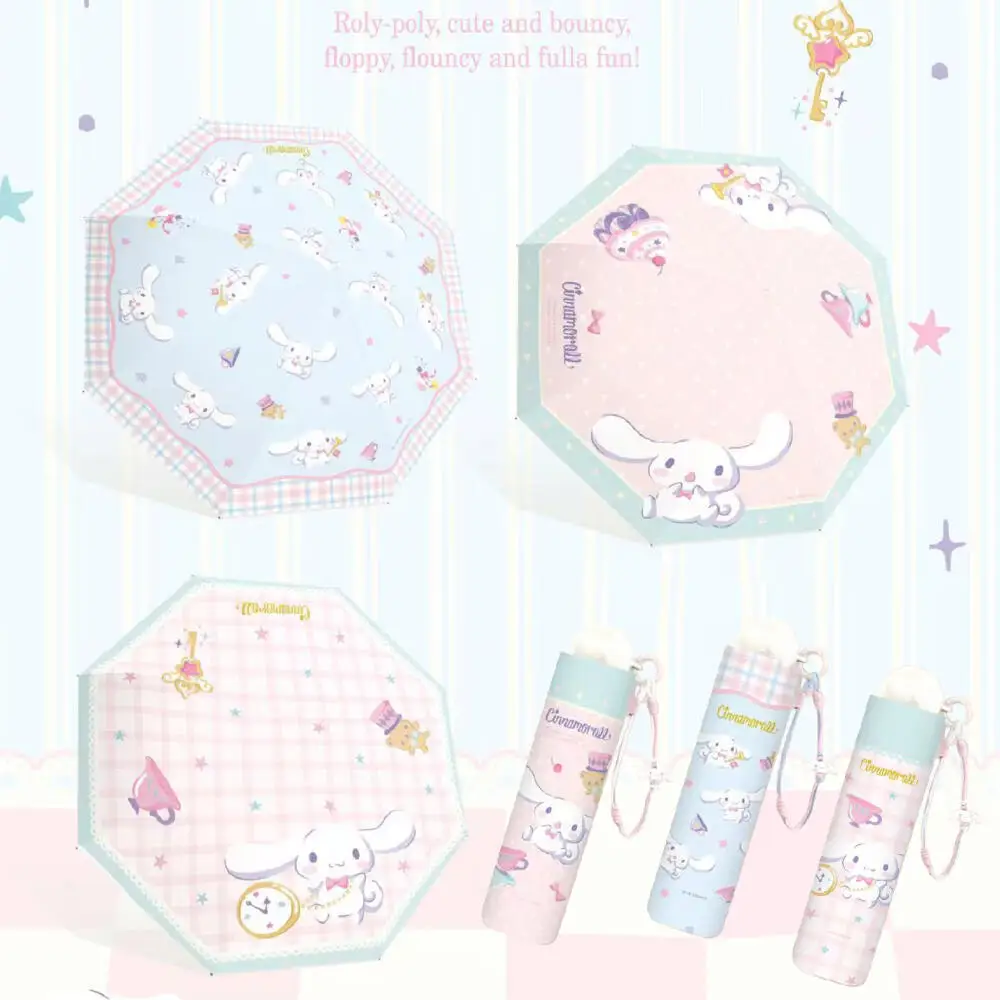 

Зонт-парасоль Sanrio Cinnamoroll с ручным управлением, аниме, кавайный, милый, складной, для защиты от солнца, для девочек, с сердечками, от дождя, портативный