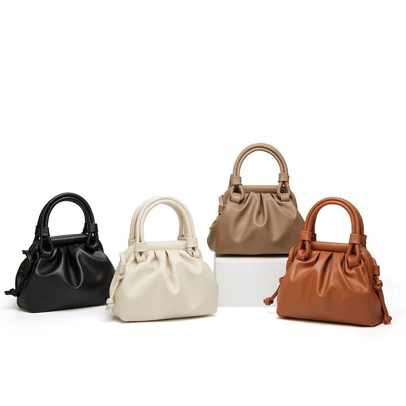 New PU Handheld Dumpling shaped Folded Cloud Bag Summer Fashion Korean Edition Single Shoulder Crossbody Bag