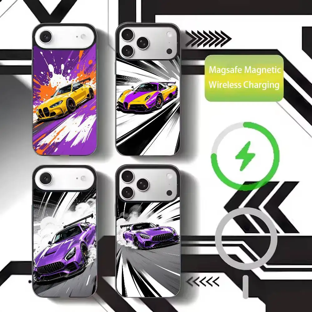 

Manga-Style Sports Car Phone Case For iPhone17,16,15,14,13,12,11 Plus,Pro Max Magnetic For Magsafe Wireless Charging