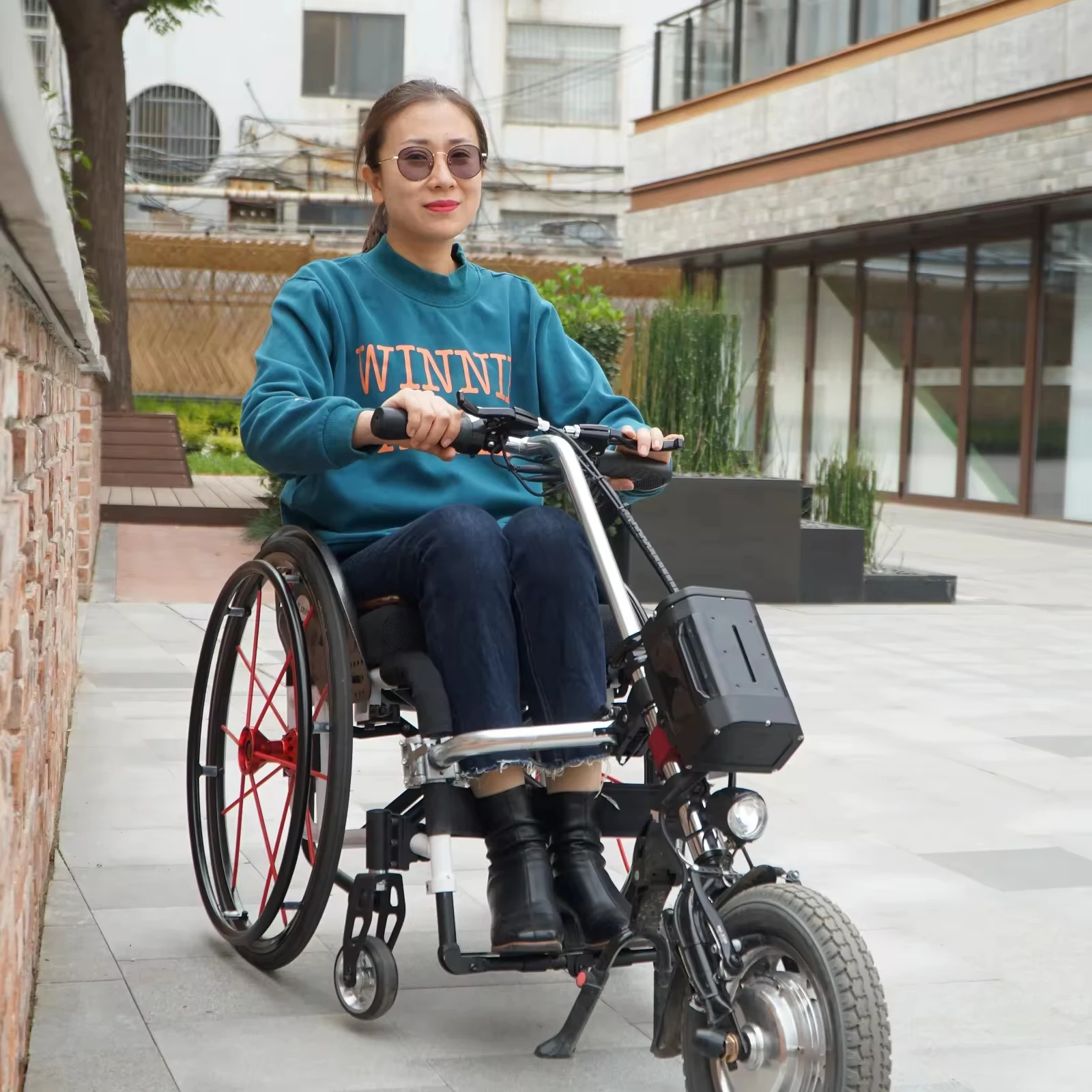 Portable Lightweight Aluminum Transport Manual Sports Wheelchair For Disabled And Elderly V-type Brakes Front Detachable-BZ-T01