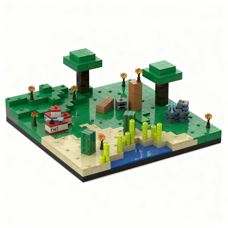 1202pcs MOC My World Green Bay Echo Model Building Blocks Architecture Brick Assemble Kids Creative Birthday Christmas Gift Toys
