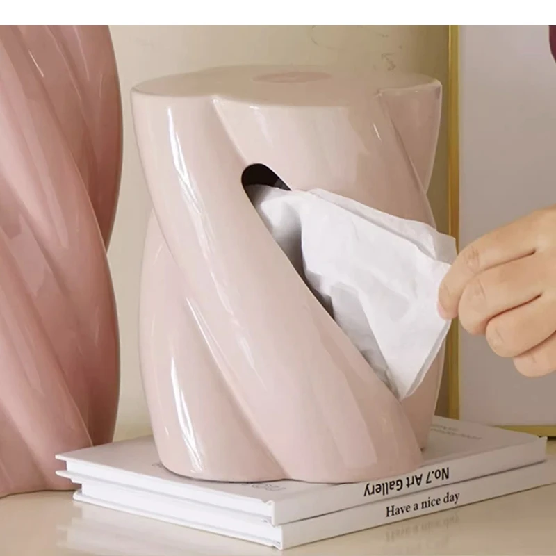 Ceramic Tissue Box Cotton Candy Shaped Napkin Paper Removable Storage Container Household Items