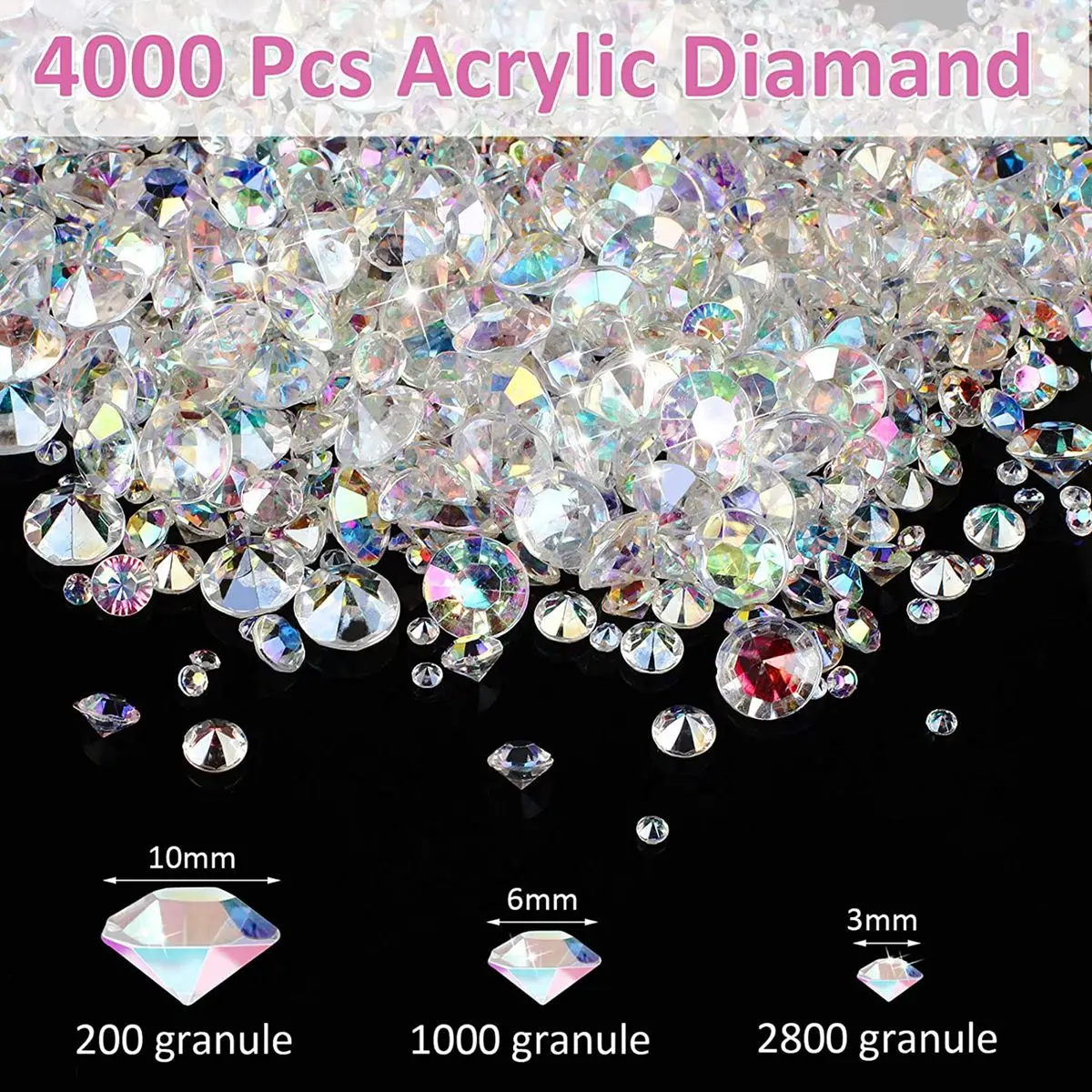 

ABMF-4000 Pcs Scatter Crystals Wedding Table Decorative Crystals Acrylic Diamonds For Crafts Rhinestones Vase Filler