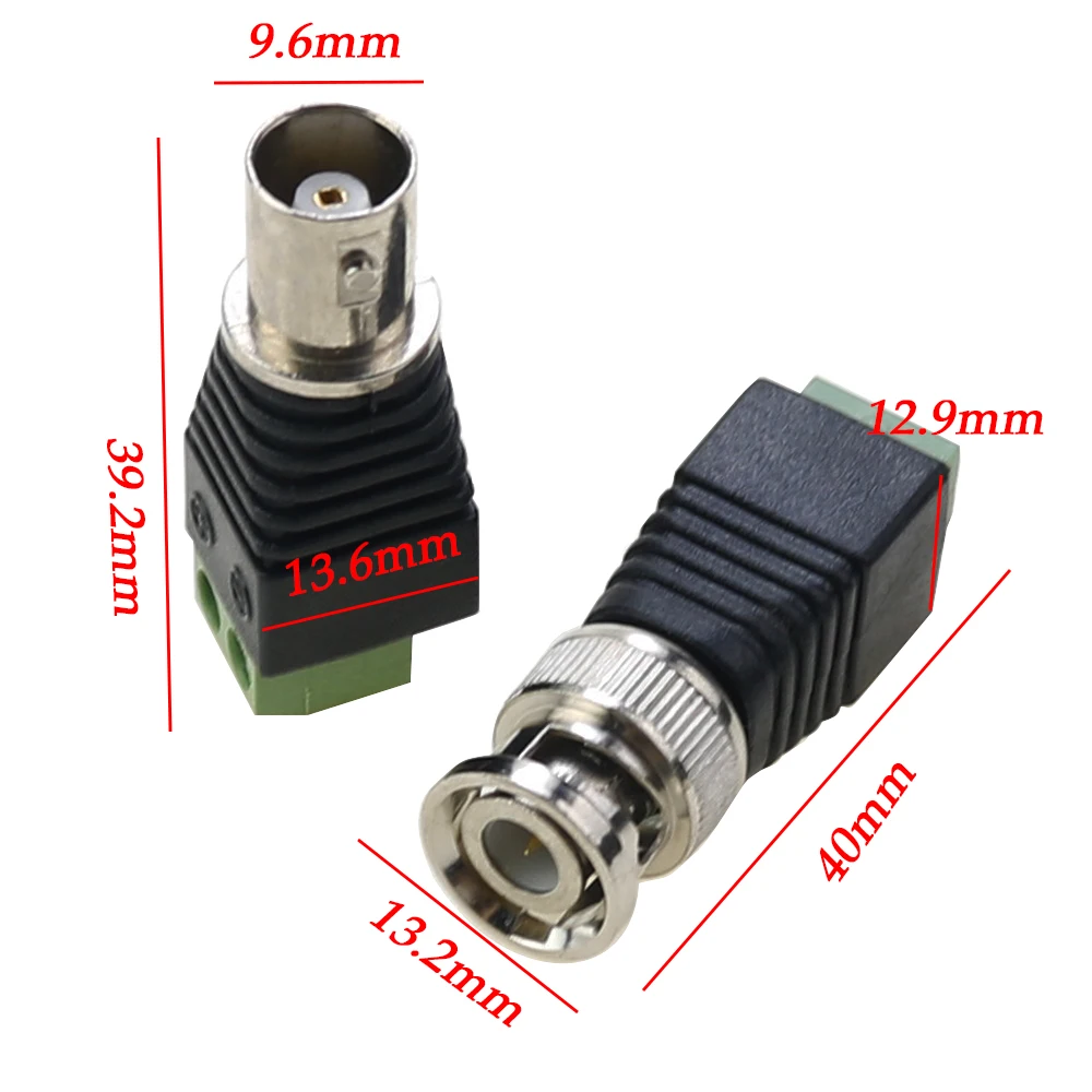 1PCS 12V DC BNC Male female Connector Coax Cat5 to BNC Female Plug for Led Strip Lights Video Balun CCTV Camera Acces