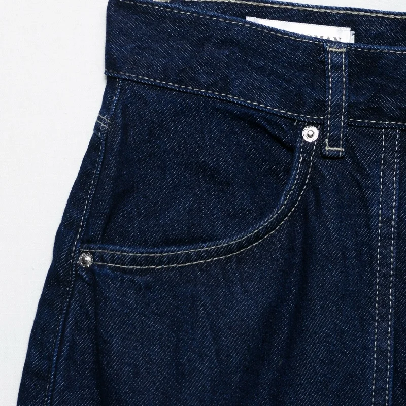 Women Casual Navy Blue Denim Shorts Skirt High Waist Front Pockets Metal Button… - Image 3