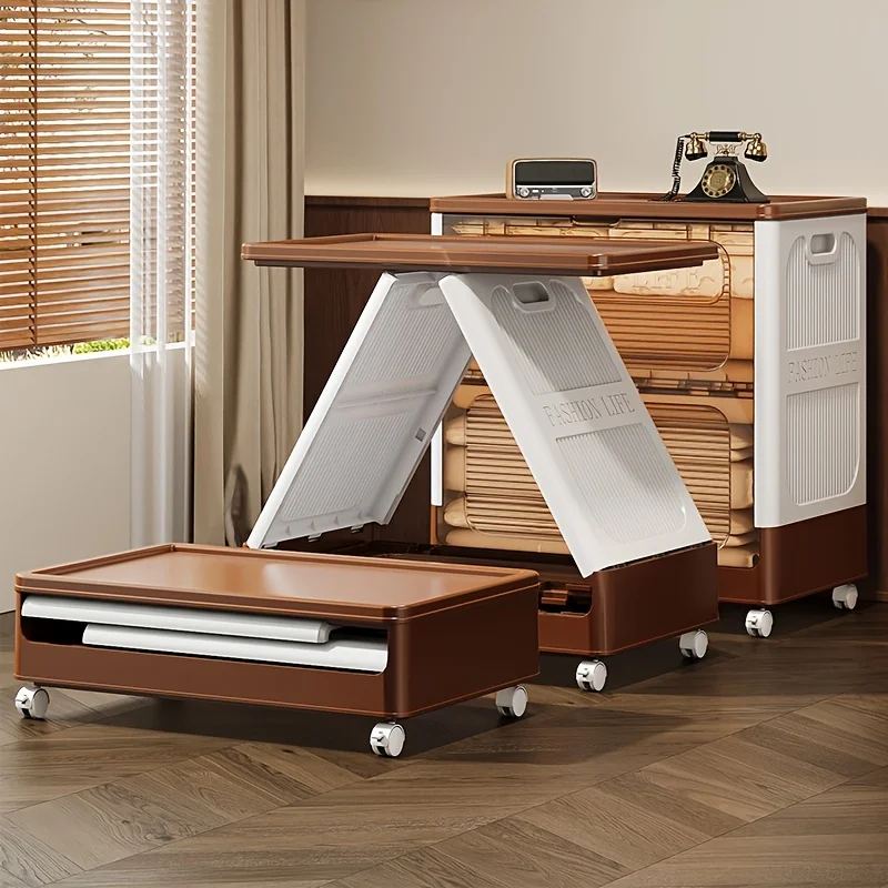 

1 living declaration large capacity foldable storage box with wheels, durable plastic wardrobe finishing box, width 62.0 cm