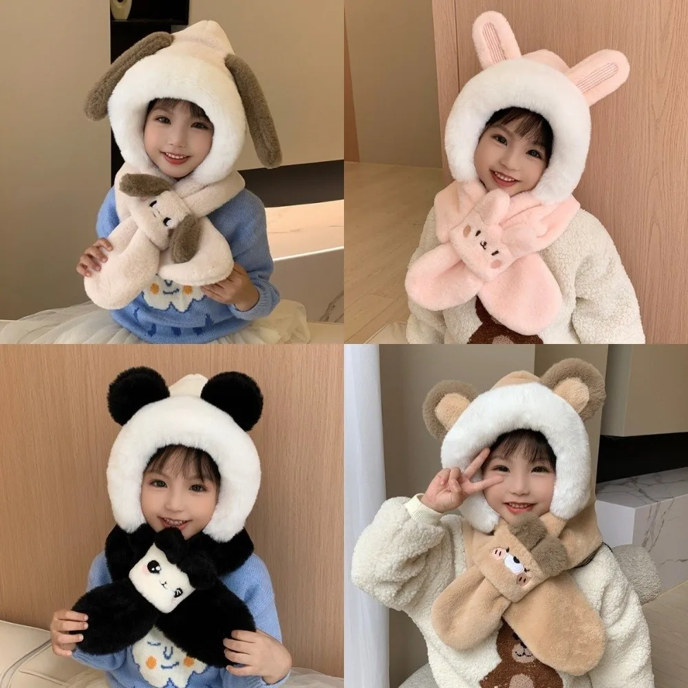 

Новая интегрированная шапка, шарф, комплект, ветрозащитная, холодостойкая, теплая шапка для защиты ушей, От 2 до 8 лет