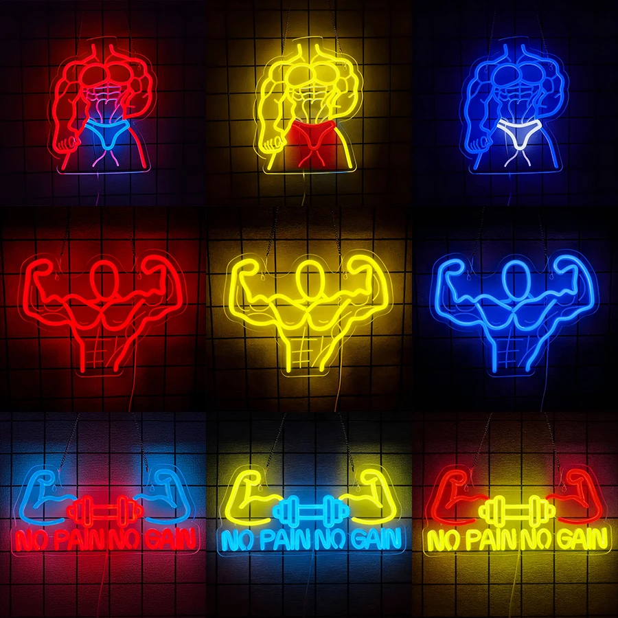 

Gym Neon Lights Muscles Neon signs for Home,Bedroom,Sports-themed Spaces,Club,Party Gift Art for Boys Girls Sports Fans USB