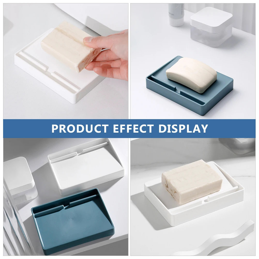 

2Pcs Dish Plastic H made Soap Holder Drain Box Storage Container Bathroom Shower Room ganizer Portable Soap Box