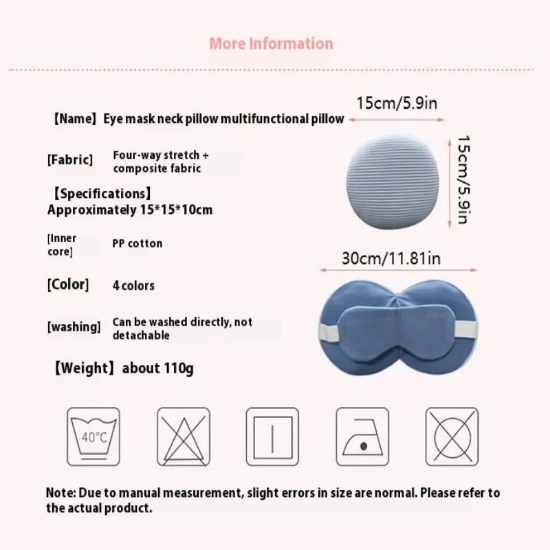 Tragbares 2-in-1-Nackenkissen, multifunktionale Schlafmaske, Reise-Augenabdeckung, Flug-Beinauflage, Schlafkissen für Flugzeug, Büro, Nickerchen – Detail 11