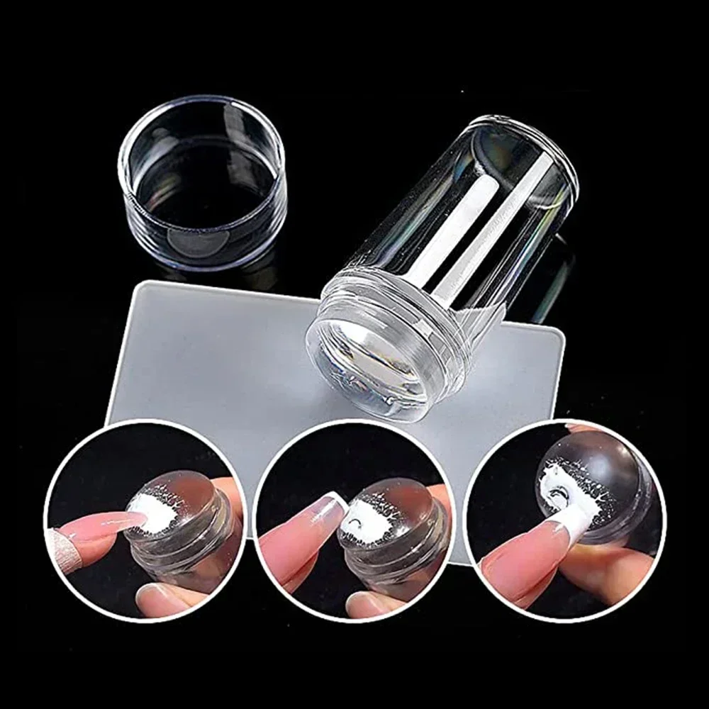 Transparent Seal Nail Stamper with Scraper Jelly Silicone Printing Nail Polish Stamping Nails Manicuring Kits Nail Art Tool Set