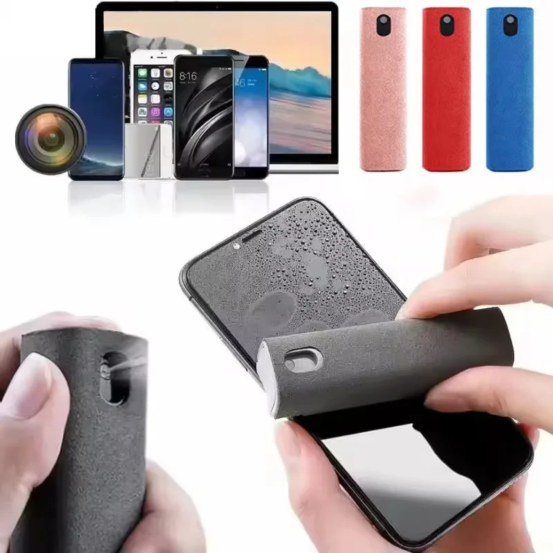 2 In 1 Phone Screen Cleaner Portable Spray Cleaner Microfiber Cloth Set Mini Cleaning Tool For Tablet Mobile Phone Touch Screen
