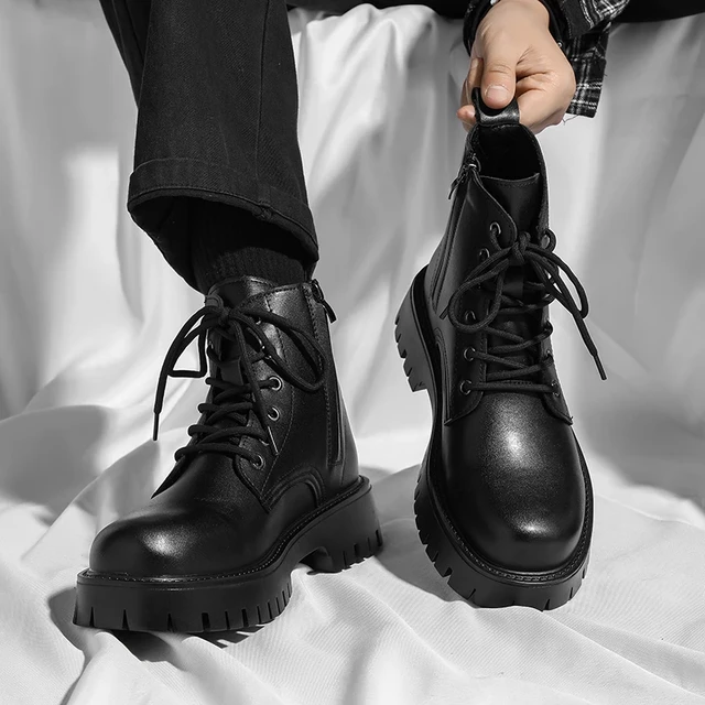 Mens boots with a zipper best sale