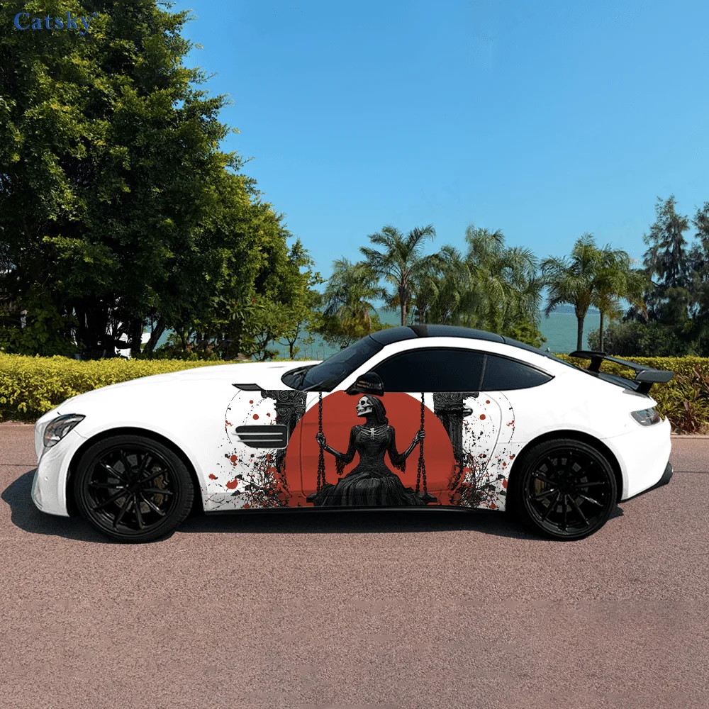 

Красочные качели со скелетом, автомобильные виниловые наклейки, самоклеящаяся наклейка из ПВХ, подходит для грузовиков, внедорожников, украшения, автоаксессуары, подарок