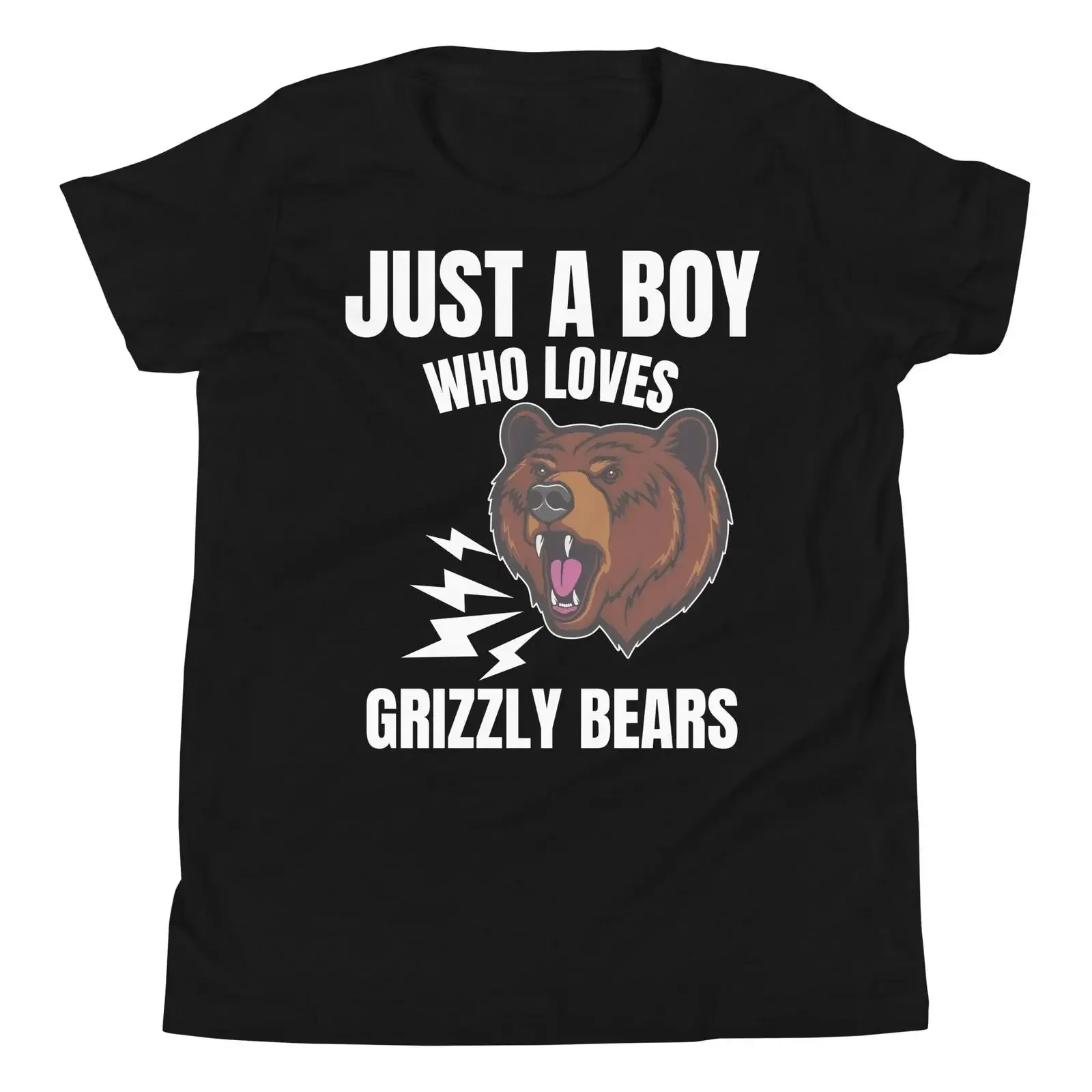 Just A Boy Who Loves Grizzly Bears Forest Bear Animal Lover Youth T Shirt vintage Washed Top For Everyday Wear Stylish