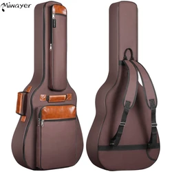 Miwayer Acoustic Guitar Bag 41 Inch Thickened Waterproof Oxford Nylon Double Straps Cotton Padded Guitar Case Gig Backpack