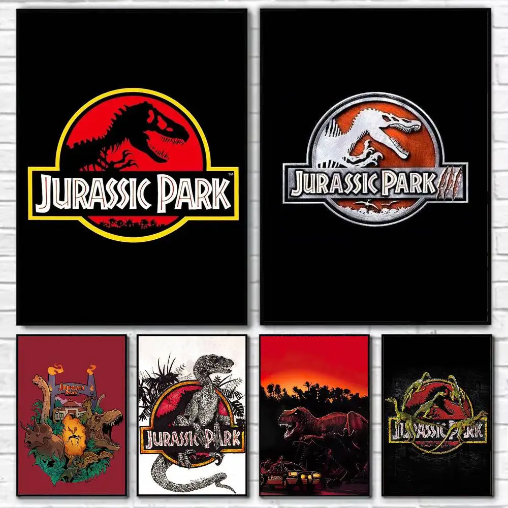

J-Jurassic Park Dinosaur World Poster Self-adhesive Art Waterproof Paper Sticker Coffee House Bar Room Wall Decor