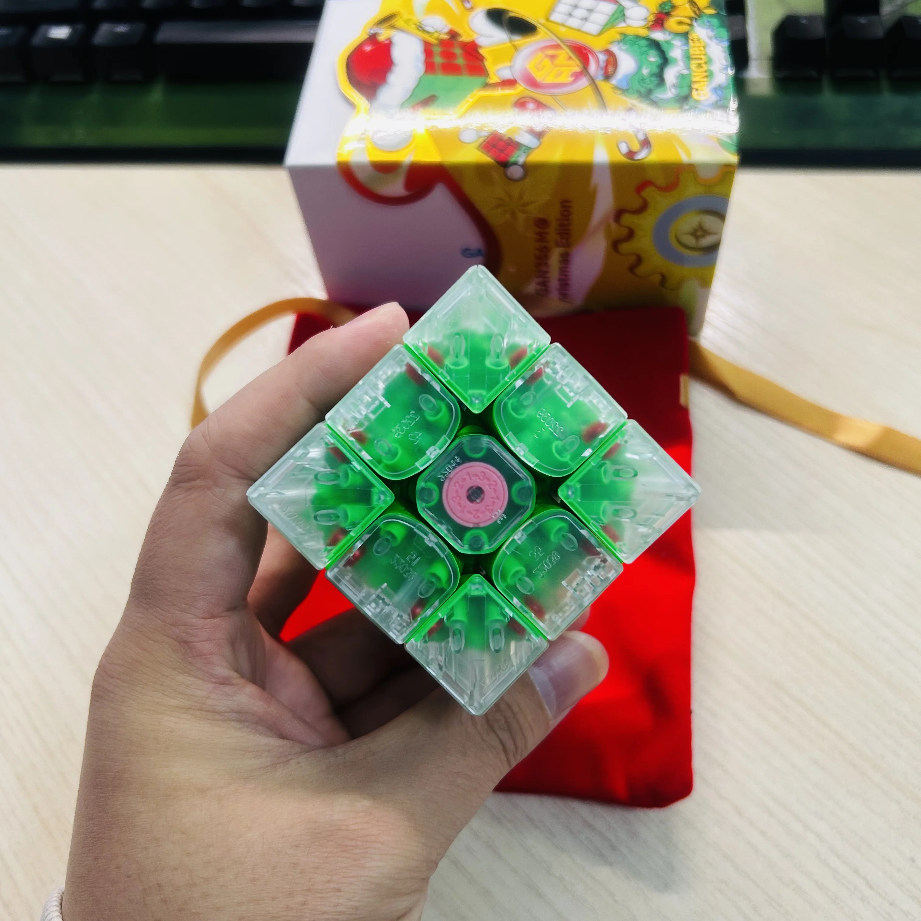 لتقوم بها بنفسك غان 356ME 2025 عيد الميلاد طبعة غان مكعب 3x3 المغناطيسي ماجيك سرعة مكعب ستيكيرليس المهنية الاطفال اللعب للهدايا