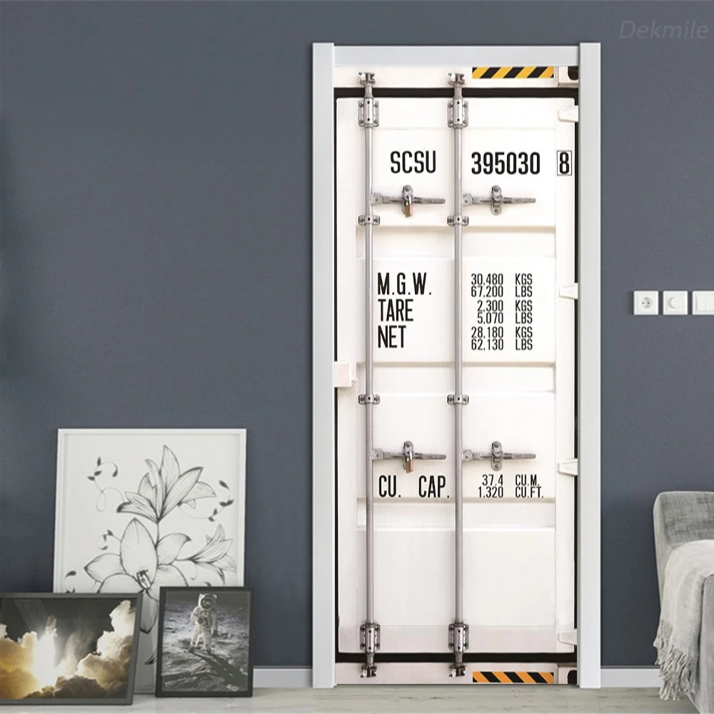 Self Adhesive Vintage Wooden Door Container Door Sticker PVC DIY Wallpaper On The Door Custom Size Poster deursticker Home Decor