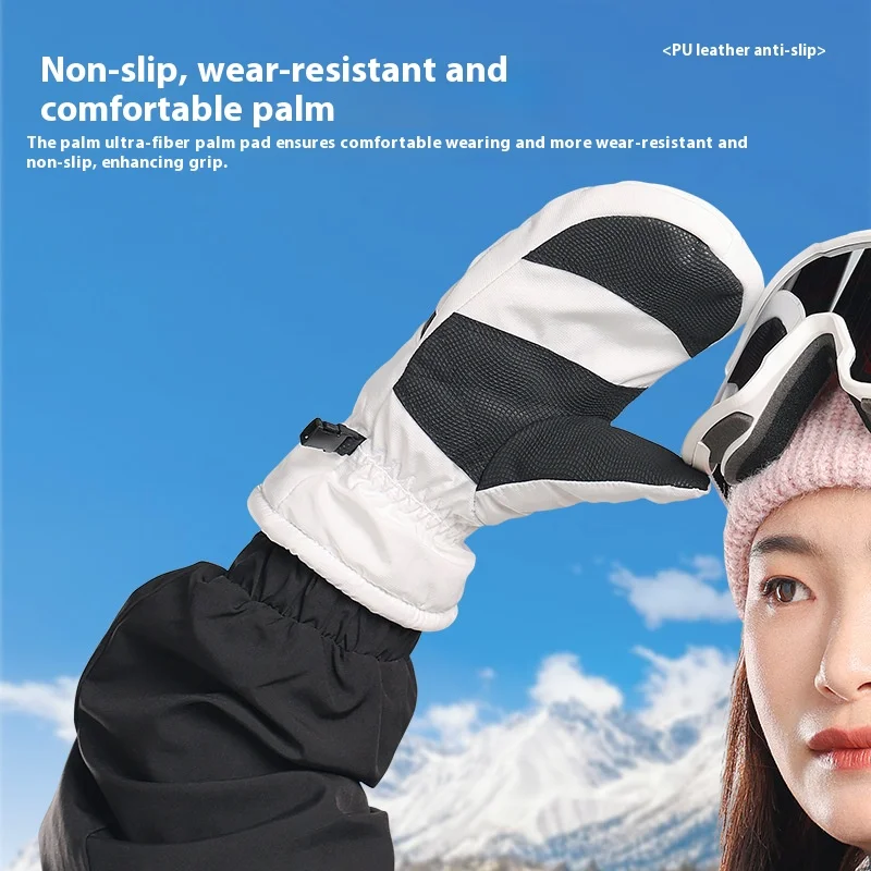 Gants de ski rembourrés coupe-vent imperméables avec doigts, mitaines courtes, écran tactile, chaud, sport, hiver