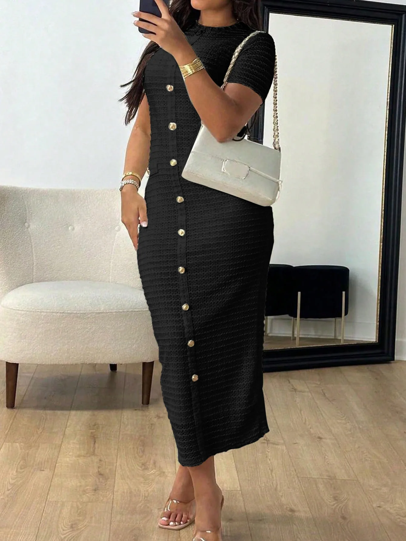 

French Retro Slim Short Sleeve Dress for Women Daily Clothing Temperament Commuting Summer New Fashion Women's Elegant Dresses