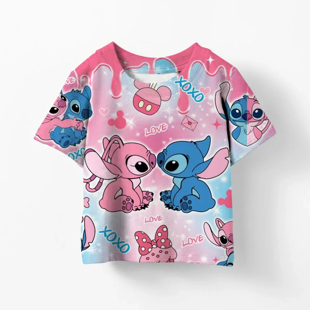 

New Kawaii Lilo Stitch Cartoon T Shirt Children Kids Stitch Cute Manga T-shirt Y2k Graphic Tshirt Girl Boy Top Tees Lilo Stich