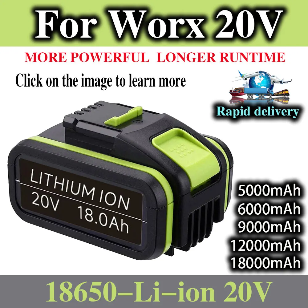 

NEW 20V18000mAh Lithium Rechargeable Replacement Battery for Worx Power Tools WA3551 WA3553 WX390 WX176 WX178 WX386 WX678