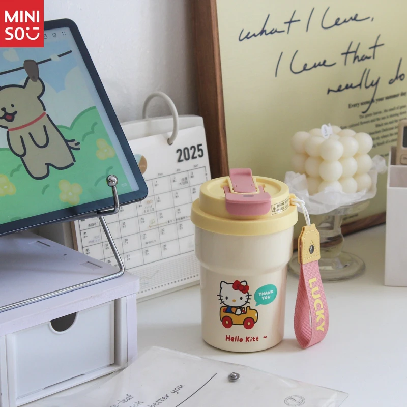 

Miniso 2025 Cute Straw Tumbler for Girls, Portable Vacuum Cup for School & Travel