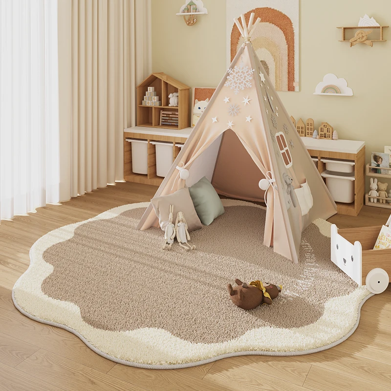 Cartoon Style Rugs for Bedroom Irregular Shapes Living Room Decoration Carpet Thick Plush Children Floor Mat Study Anti-slip Rug