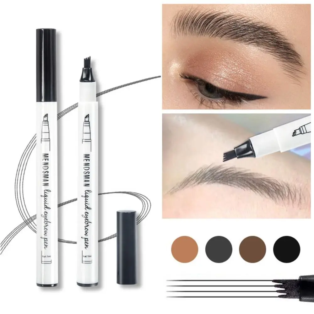 Waterproof 4 Points Eyebrow Pencil Non-smudge Quick Dry Four Fork Tip Liquid Eyebrow Pen Ultra-fine Black Brown