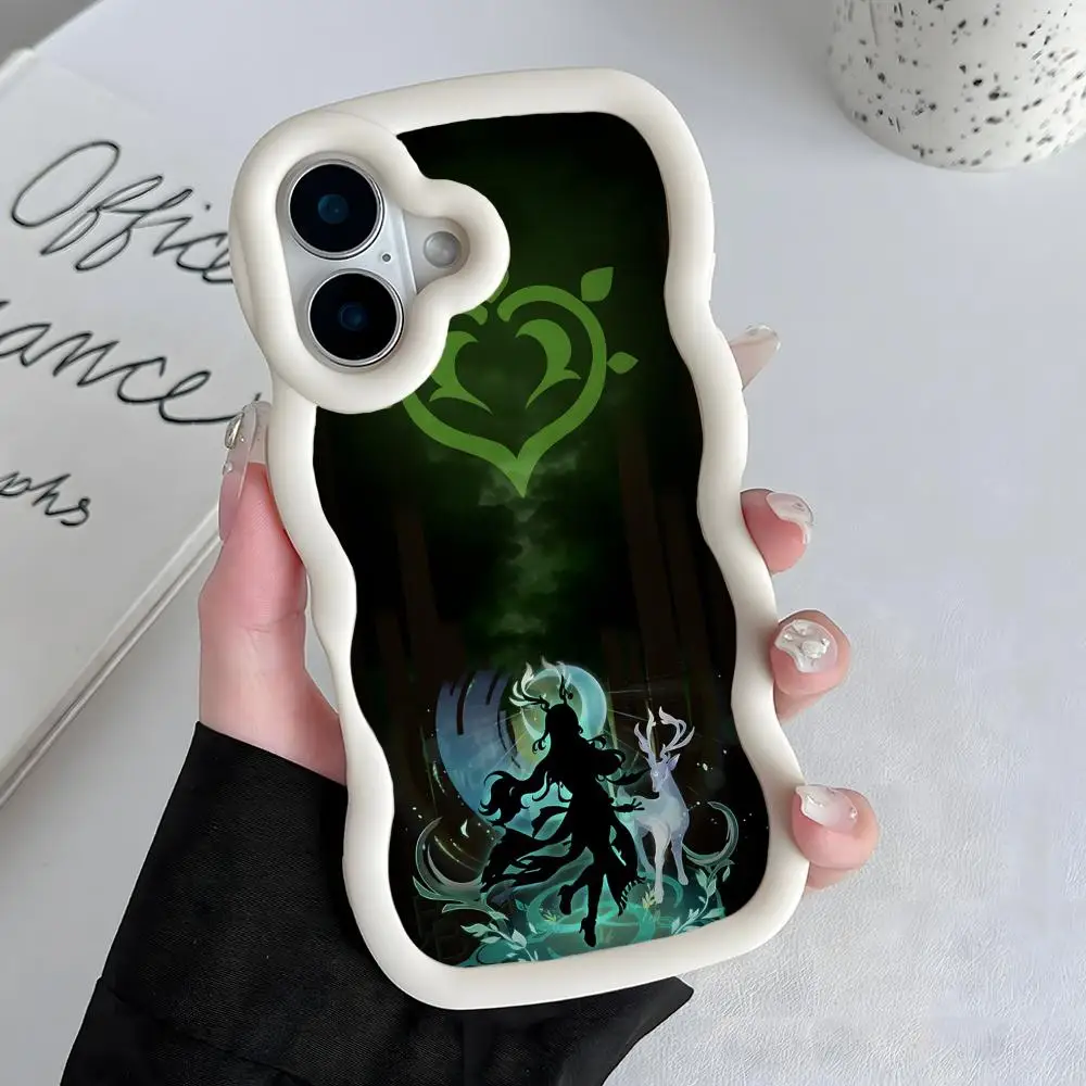 

Game GI Baizhu Dendro Mobile Phone Case for iPhone 17 16 15 14 13 12 11 Air Pro Max Plus Wavy Edge TPU Colorful Cover Cover
