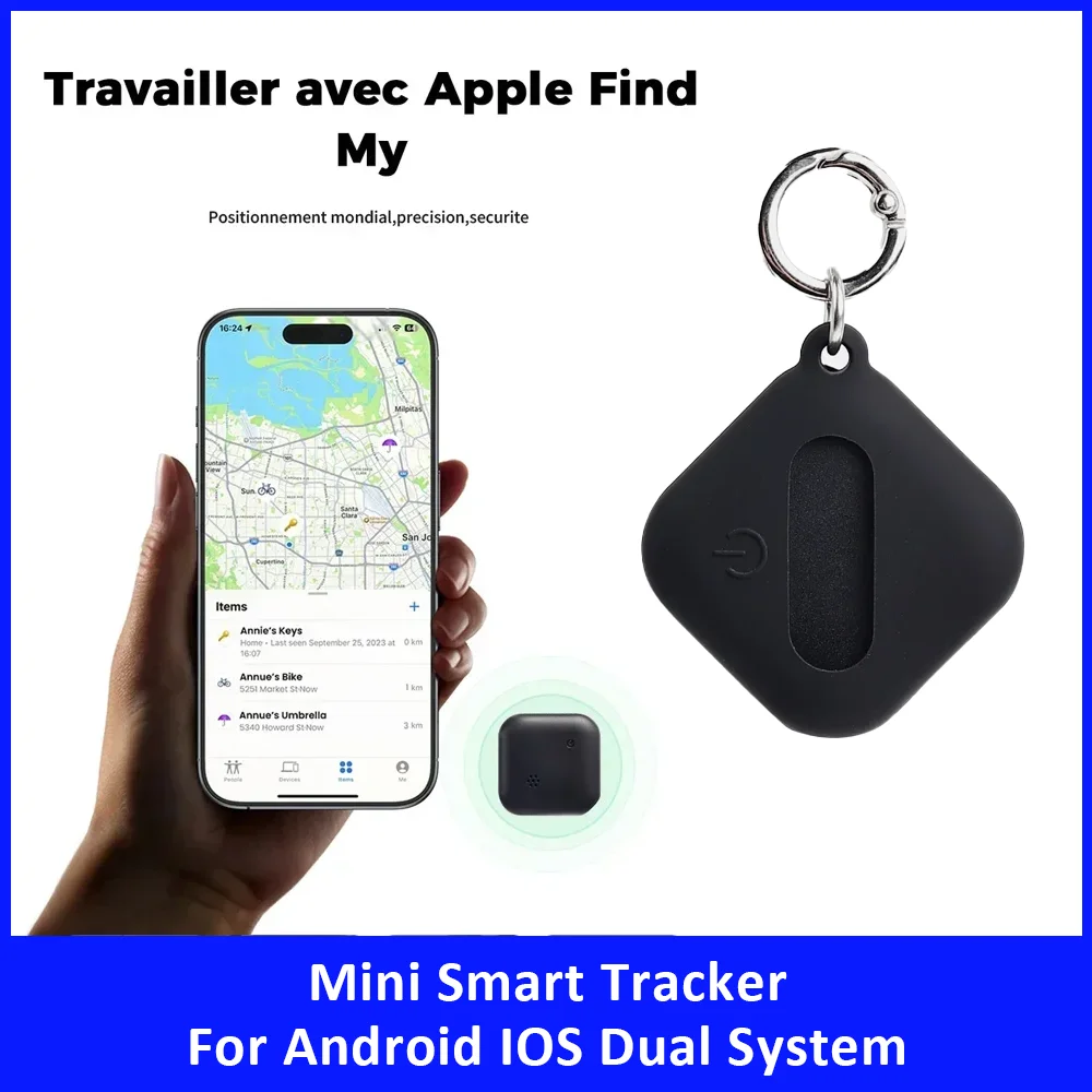 

Work with Android Find My Device IOS Apple Find My Dual System Mini Smart Tracker Key Pets Elderly Kids Anti-lost Device Locator