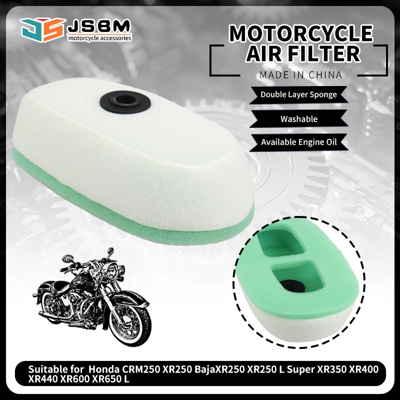JSBM Dual Foam Layer Motorcycle Accessories Air Filter For Honda XR650L XR600 XR440 XR400 XR350 XR250 CRM250 Intake Cleaner