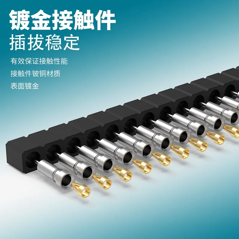 2.54Mm pitch round hole female seat, double row 7.43 round hole female g-old-plated 4/6/8/10/12/40/80PIN