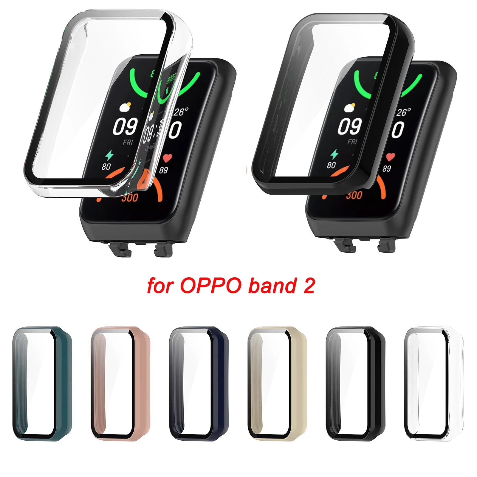 Tempered Glass Screen Protective Case Protector Film for OPPO Band 2 Full Protection Watch Case Cover for oppo band2 watch