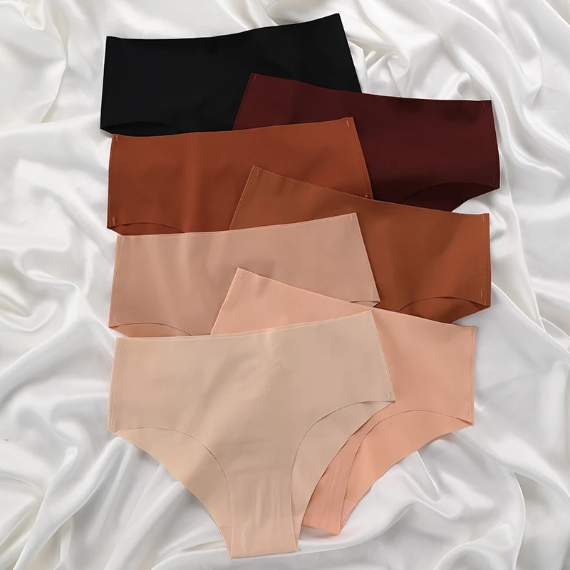 European and American Seamless Mid-Waist Women's Briefs, Ice Silk Underwear, Women's Mid-Waist Pure Cotton Crotch Breathable Quick-Drying Briefs for Women