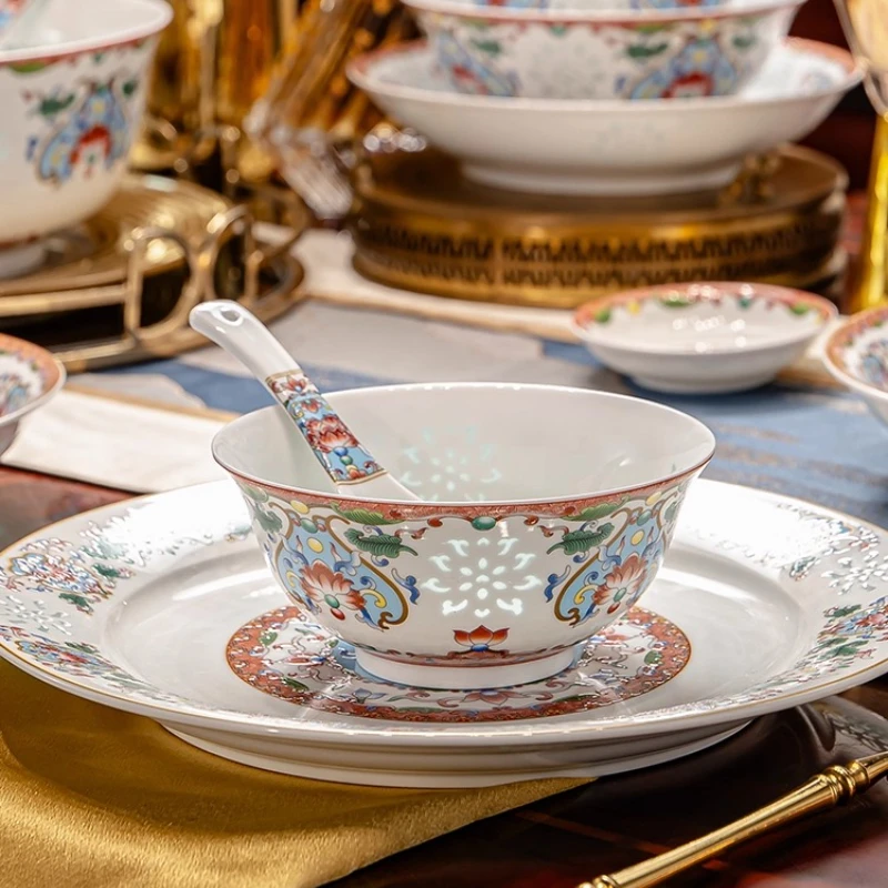 

Ceramic enamel color tableware set new wedding housewarming gift high-end dishes household